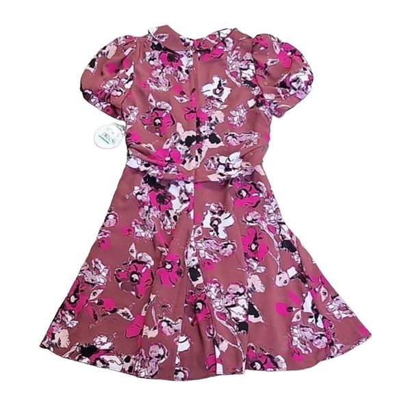 Karl Lagerfeld x Impulse Macys Chiffon Floral Print split Collared Dress - Picture 7 of 14